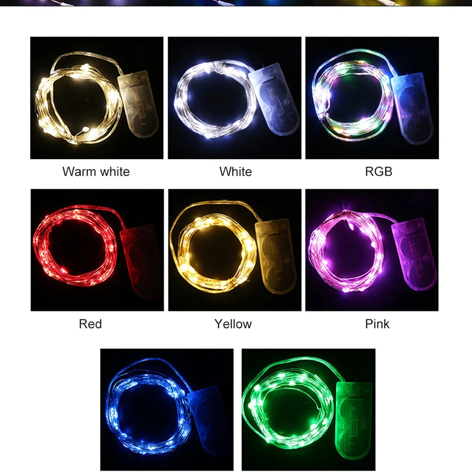 1 pçs 1m 2 3m 5m fio de cobre led luzes da corda iluminação do feriado guirlanda de fadas para a árvore de natal festa de casamento decoração natal