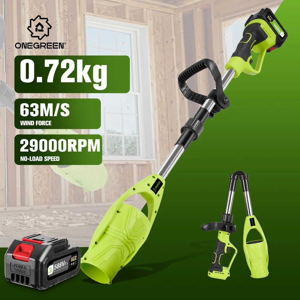 ONEGREEN 29000 RPM Ventilador de ar elétrico sem fio Ventilador de folhas Queda Ferramenta de limpeza de poeira de neve para Makita 18V Bateria Pin