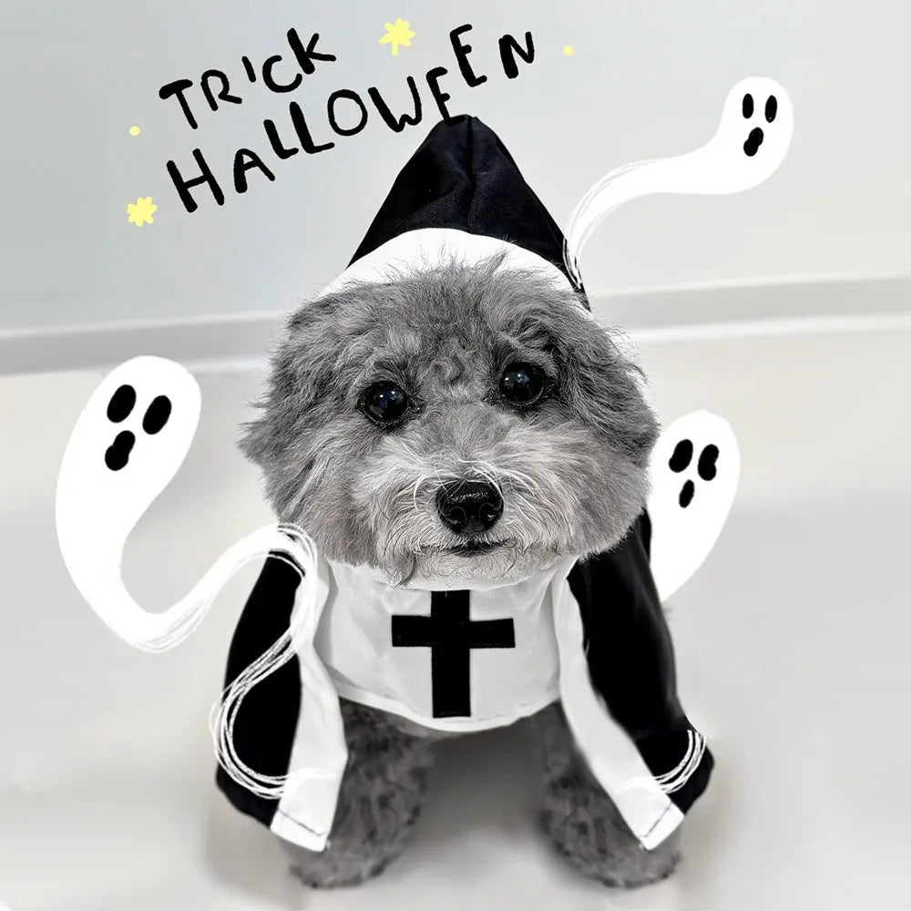 Fantasia de freira para gatos e cães, roupa religiosa engraçada para animais de estimação, fantasia de cosplay para Halloween, adereços para festas.