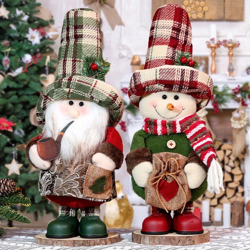 Decorações de Natal - Figuras em miniatura estilo nórdico - Enfeites de Natal - Bonecos de neve e velhinhos decorativos