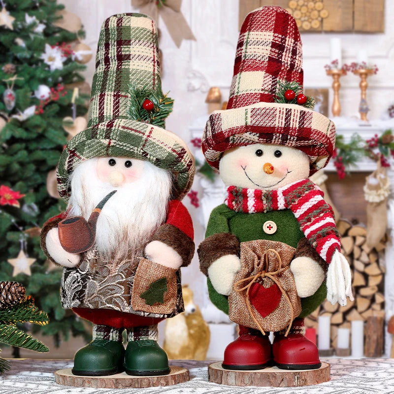 Decorações de Natal - Figuras em miniatura estilo nórdico - Enfeites de Natal - Bonecos de neve e velhinhos decorativos