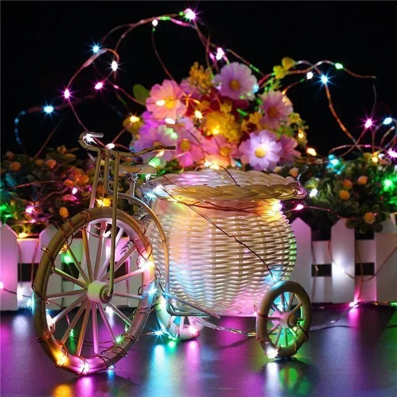 Decorações para Árvore de Natal, Luzes de Cordão Solares para Jardim Externo, Luzes de Fio de Cobre LED para Festas em Casa, Casamentos, Ano Novo 2027