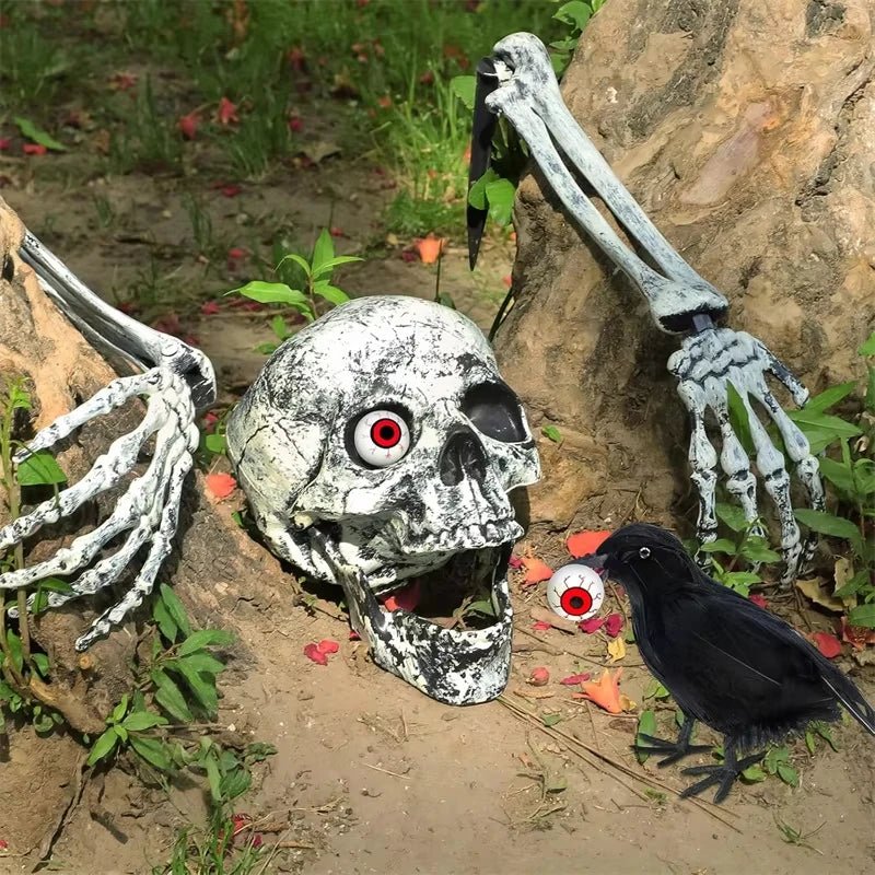 Decorações de Halloween para Casa: Cabeça de Esqueleto, Adereços Assustadores para Exterior, Mãos de Crânio Realistas, Pegadinhas para Quintal, Suprimentos para Festas e Festivais - Kasa & Pet