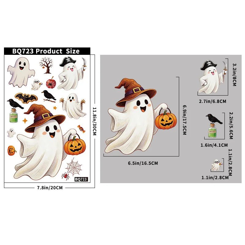 Decorações Criativas de Halloween: Adesivo Eletrostático de Vidro com Abóbora, Fantasma, Morcego, Aranha e Casa Assombrada para Decoração de Feliz Dia de Halloween - Kasa & Pet