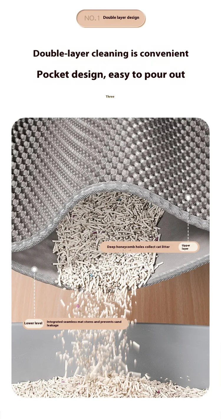 Tapete para caixa de areia de gato, impermeável, antiderrapante, de camada dupla, extra grande, reutilizável, lavável e resistente à sujidade