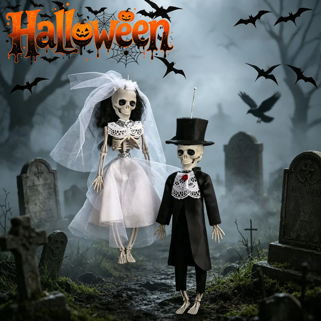 Decorações de Halloween de Noivos Esqueletos Pendurados, Assustadores para Festas em Bares, Casas Assombradas, Adereços de Pegadinhas e Decoração de Casamento