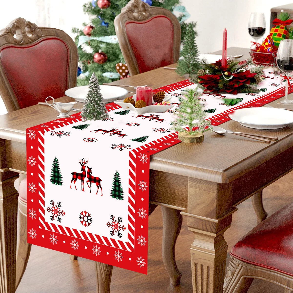 Natal papai noel corredor de mesa navidad natal noel árvore boneco de neve bandeira de mesa feliz natal decoração para casa 2025 ano novo 2026