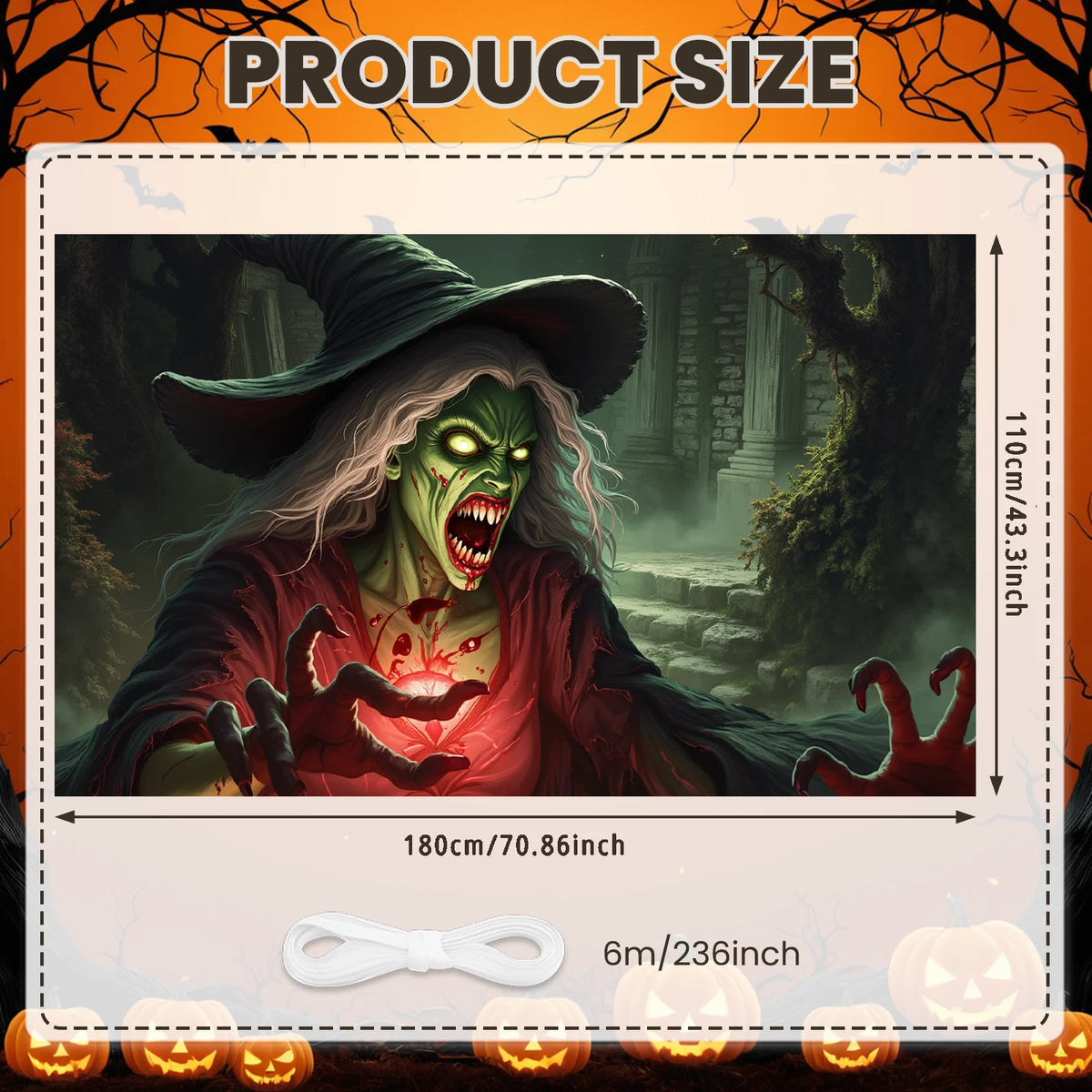 Halloween decorações de porta horror lua noite árvore morta assustador cemitério abóboras capa de porta banner halloween porta da frente varanda volta - Kasa & Pet