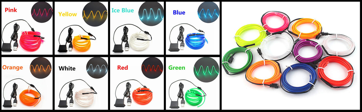 Carro Interior LED Strip Light, Neon EL Fiação, Lâmpada Decorativa para Auto, Luz Ambiente Flexível, Diodo de Festa Atmosfera, USB, 5m