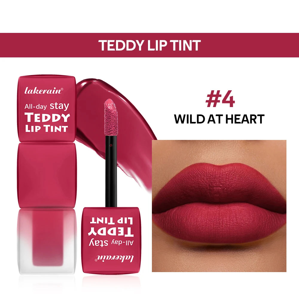 Teddy Tint Lip Color Set, Tear-Off Lip Gloss, Super Stay Long-Lasting 12H Matte Texture Waterproof Lipstick Cosmetics