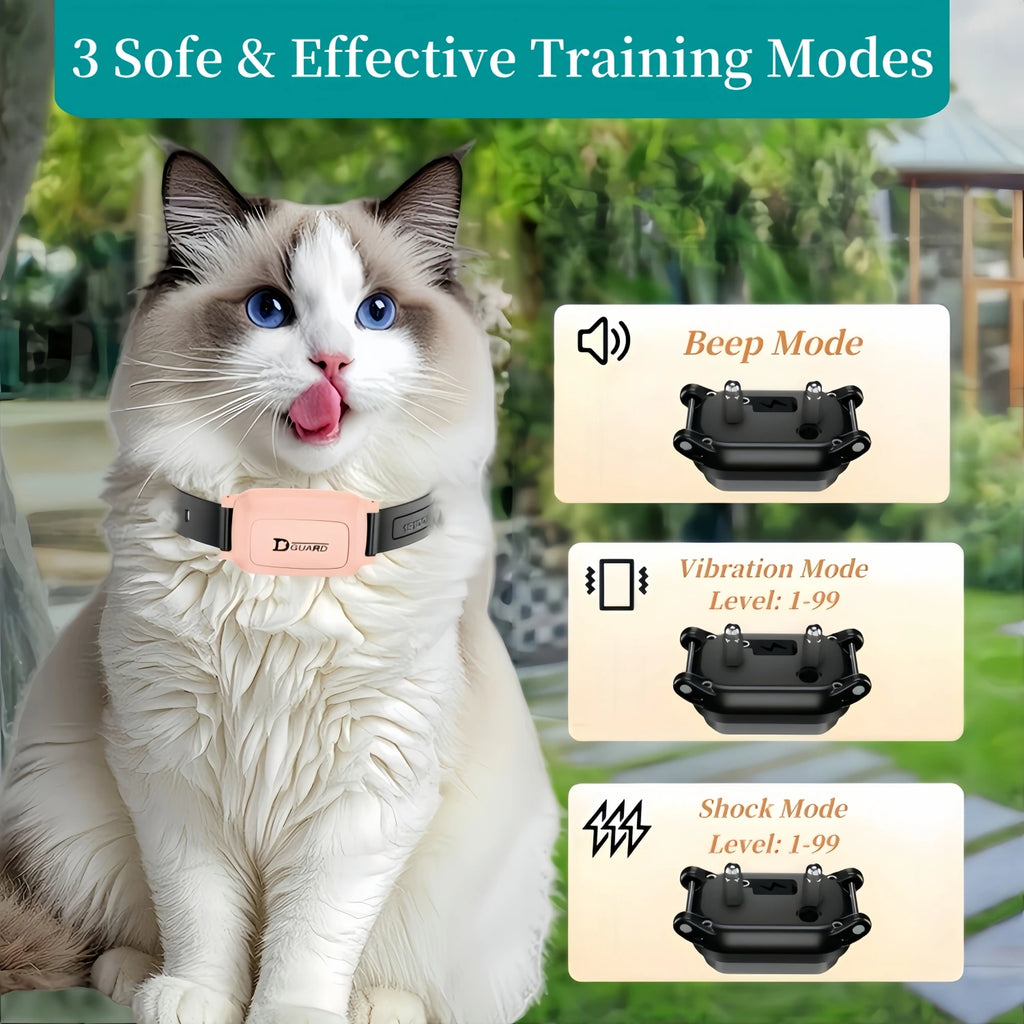 Coleira de Treinamento para Gatos, Coleira de Choque para Gatos com Controle Remoto de 3000-3300FT, Coleira Anti-Miado para Gatos, Coleira de Controle Remoto para Gatos, Produtos para Animais de Estimação