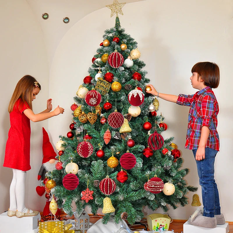 4 pçs 8cm vinho vermelho bola de natal ornamento decoração da árvore de natal esferas pingente textura de veludo bola ano novo decoração para casa