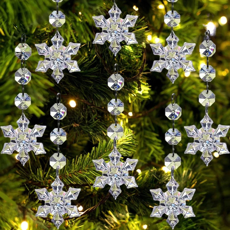 Decorações para árvore de natal, 30 peças, pingentes de cristal acrílico transparente para natal, ano novo, decoração de casamento, acessórios diy