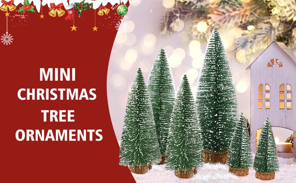 Decoração de natal artificial mini ornamentos de árvore em miniatura pinheiros de neve de cedro para decoração de mesa de casa 2024 navidad paisagem presentes