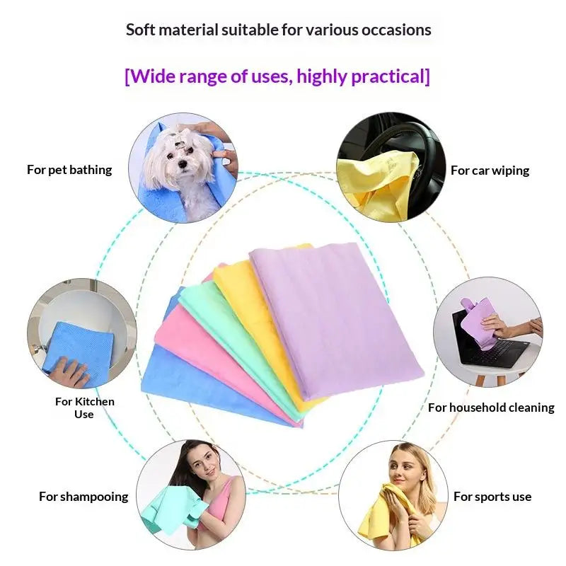 Toalha de Banho para Pets de Secagem Rápida, Ultra Absorvente, de Microfibra PVA para Cães e Gatos, Remoção Rápida de Água para Higiene Doméstica