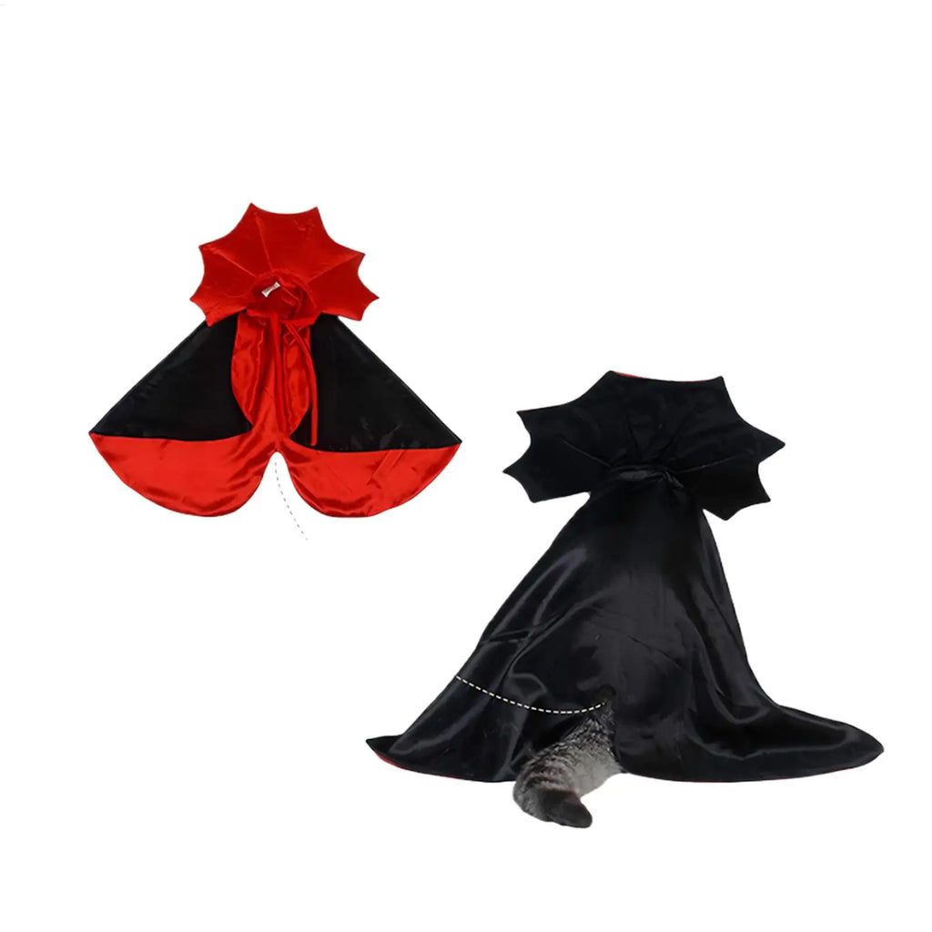 Fantasia de Morcego para Animais de Estimação, Capa de Vampiro Vermelha e Preta Ajustável para Cães e Gatos, Cosplay Engraçado para Filhotes Pequenos e Médios em Festas de Halloween