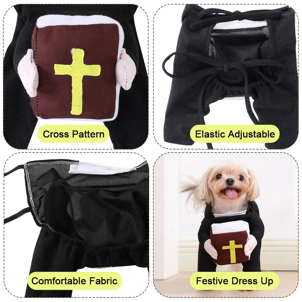 Halloween animal de estimação sacerdote traje engraçado roupas para cães com cruz da bíblia para cães pequenos grandes gatos filhote de cachorro vestir-se vestuário de natal presentes