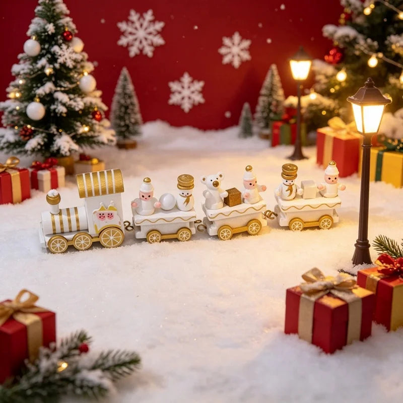 Decoração de Trem de Natal com Design Pintado Encantador, Decorações de Natal para Exibição em Mesa e Vitrine, Presentes
