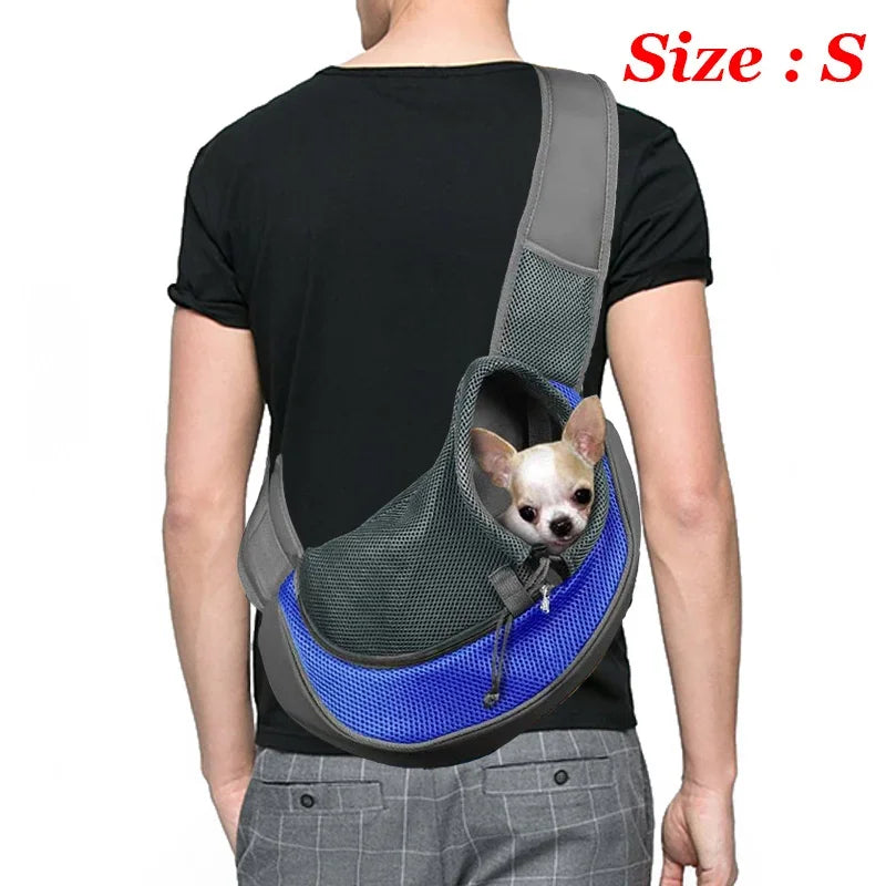 1pc cão para fora mochila, cão sling transportadora malha respirável viagem crossbody saco para filhote de cachorro gato caminhadas acampamento