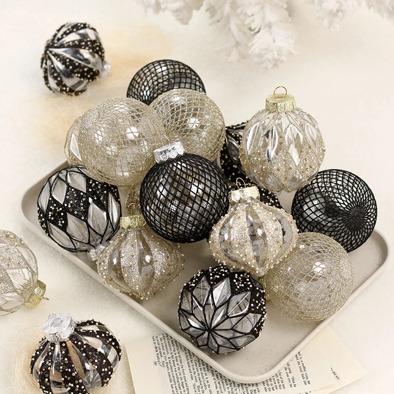 Conjunto de enfeites de bola de natal 8cm decoração de festa inquebrável pet decorações de árvore de natal bola de ouro para decoração de festa de feriado de natal