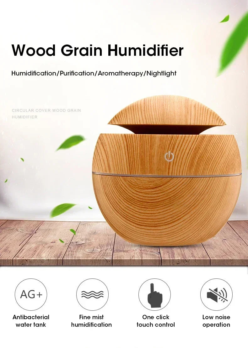 Woodgrain usb difusor de óleo essencial mini umidificador ultrassônico aromaterapia portátil desktop fabricante névoa ar para escritório em casa