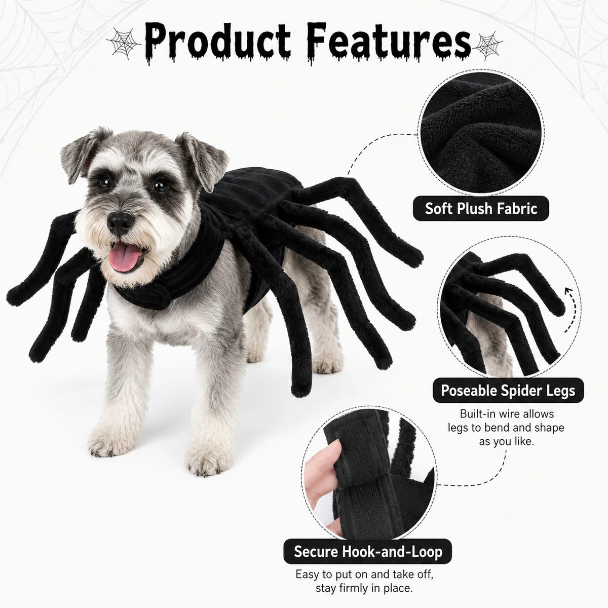 Fantasia de Aranha para Gatos e Cães Pequenos e Médios para o Halloween, Roupa Engraçada para Cosplay, Fantasia de Festa para Filhotes