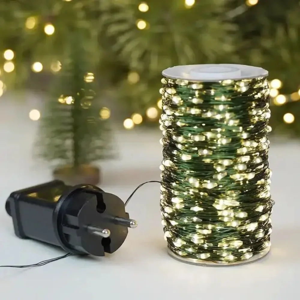 Decorações para Árvore de Natal, Luzes de Cordão à Prova d'Água para Exterior, Guirlandas de Ano Novo, Luzes LED Decorativas para Casamento e Decoração de Natal em Casa