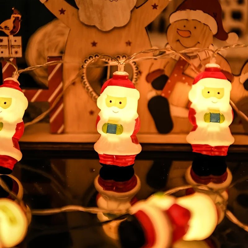 Luzes decorativas de natal, pequenas luzes coloridas led-linha de luz de papai noel interior/pátio decoração de atmosfera festiva - Kasa & Pet