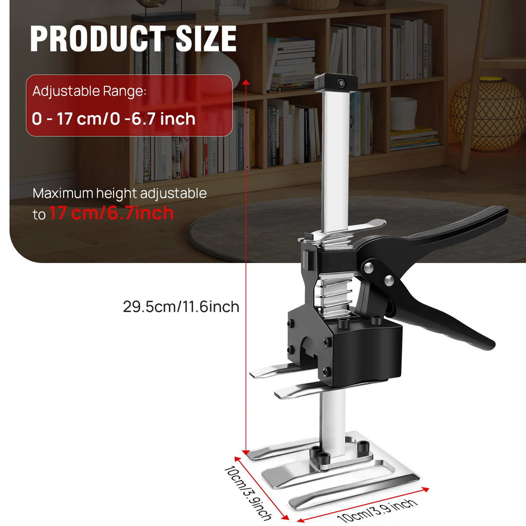 Gato de braço para economia de trabalho, conjunto leve de ferramentas de levantamento manual com altura ajustável, altura ajustável de 0-17 cm, peso máximo de 170 kg