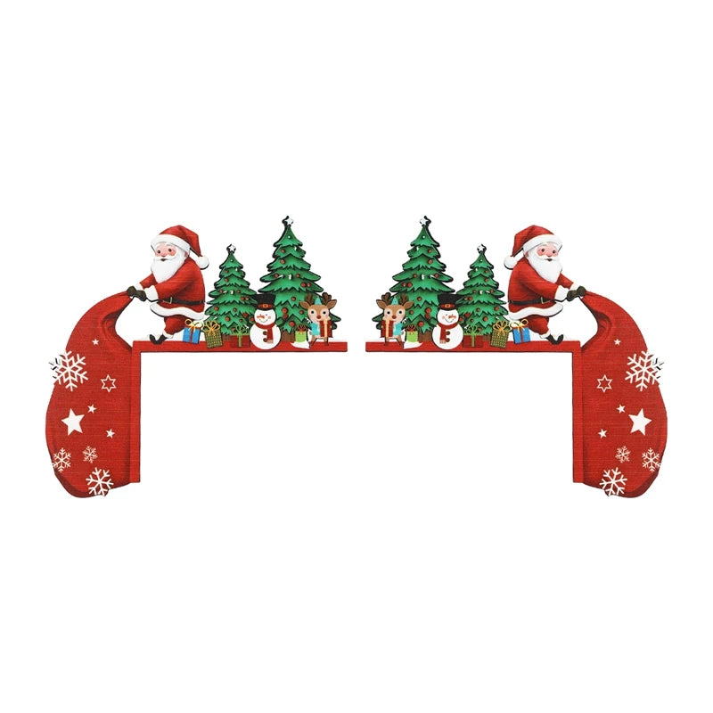 Decoração de moldura de porta de natal decoração de feliz natal para casa 2025 pingente enfeites de madeira de natal navidad natal presente de ano novo