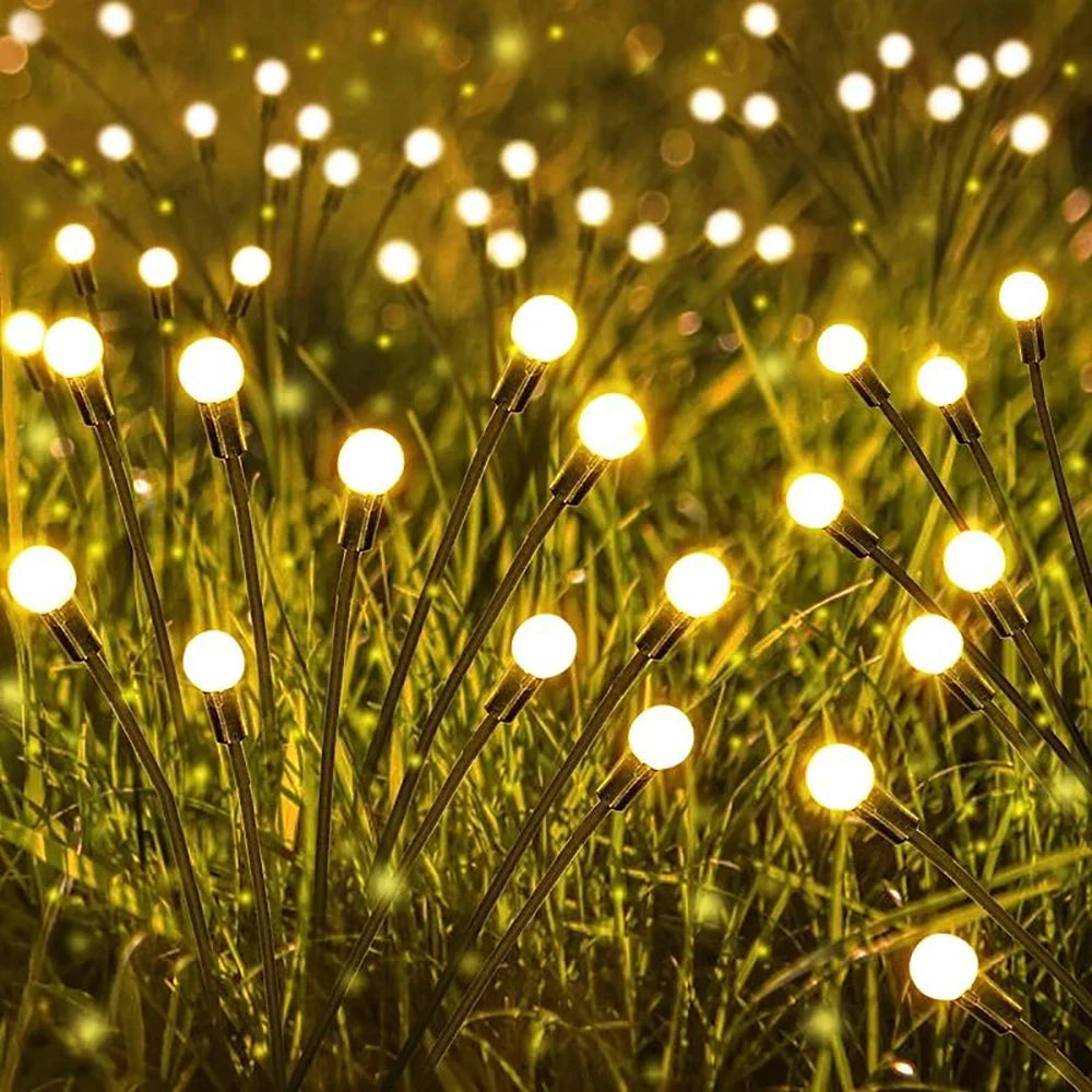 6/8/10led firefly luz solar led, decoração de jardim ao ar livre luzes de paisagem, lâmpadas de gramado, terraço de casa de casamento de natal