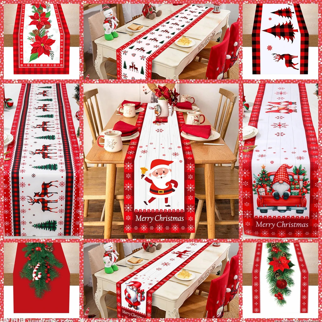 Natal papai noel corredor de mesa navidad natal noel árvore boneco de neve bandeira de mesa feliz natal decoração para casa 2025 ano novo 2026