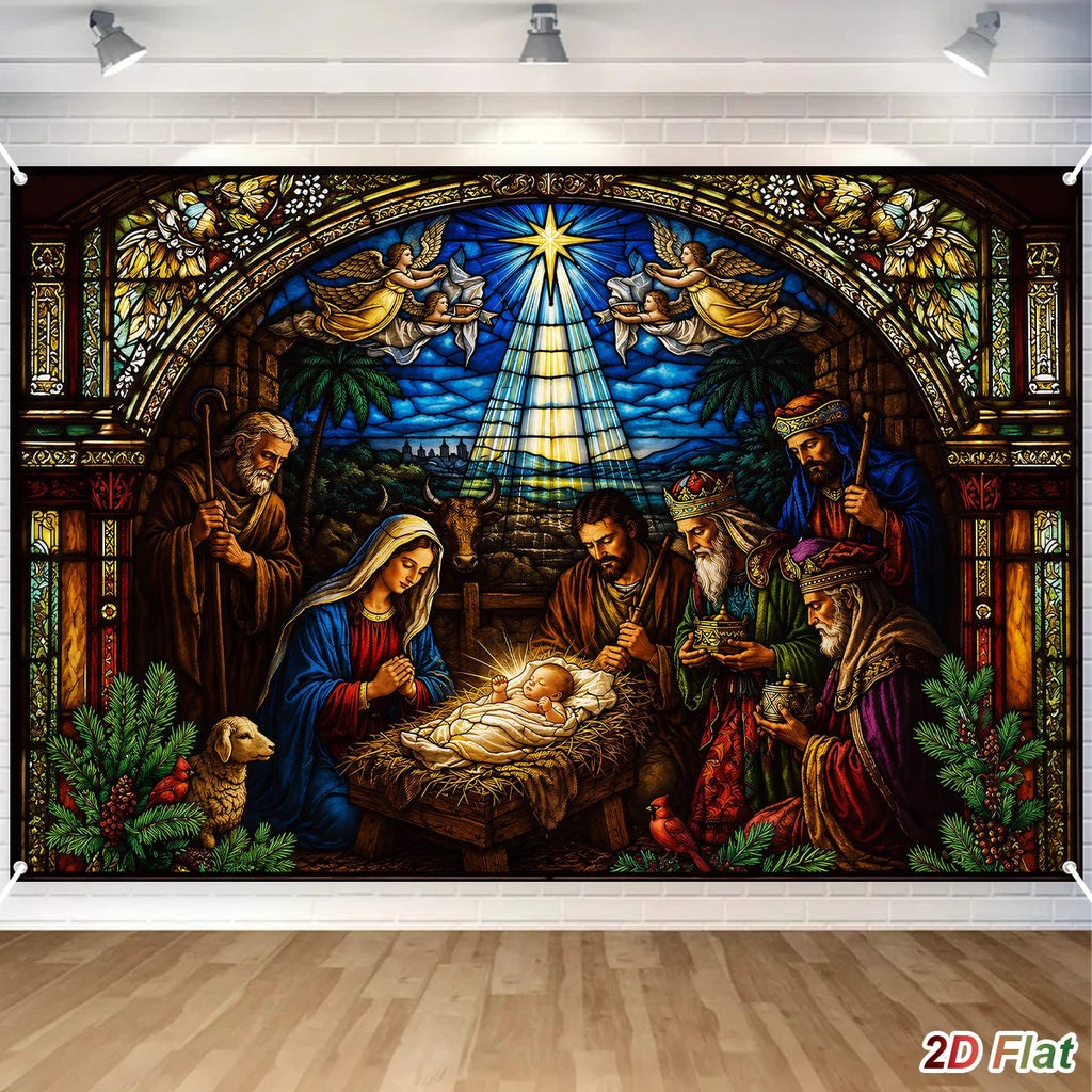 Tapeçaria de Cenário de Presépio Decoração de Feliz Natal para Casa 2026 Fundo do Nascimento de Jesus Natal Ano Novo 2027