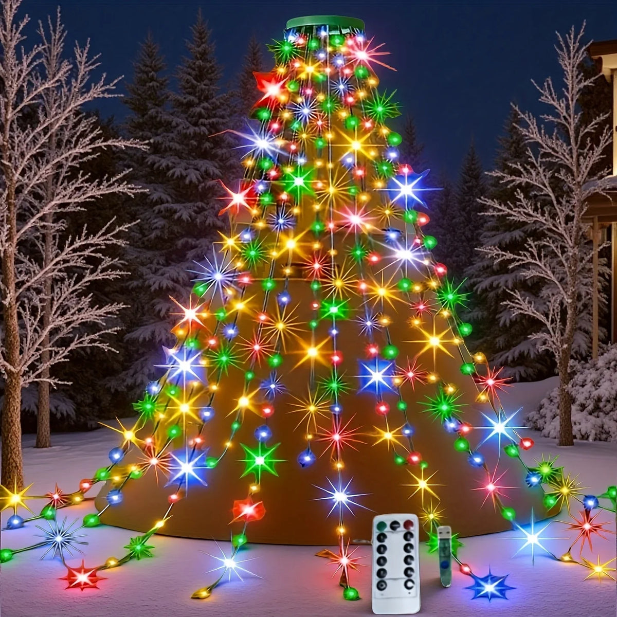 400 led 2m árvore de natal cachoeira luz alimentada por usb com controle remoto 8 modos de iluminação para jardim terraço casa decoração de natal