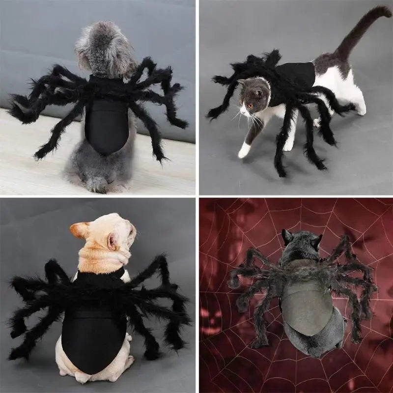 Novo # Fantasia de Halloween para Cães e Gatos, Traje de Aranha, Roupa de Transformação, Fantasia Engraçada para Cosplay, Vestido para Cães e Gatos