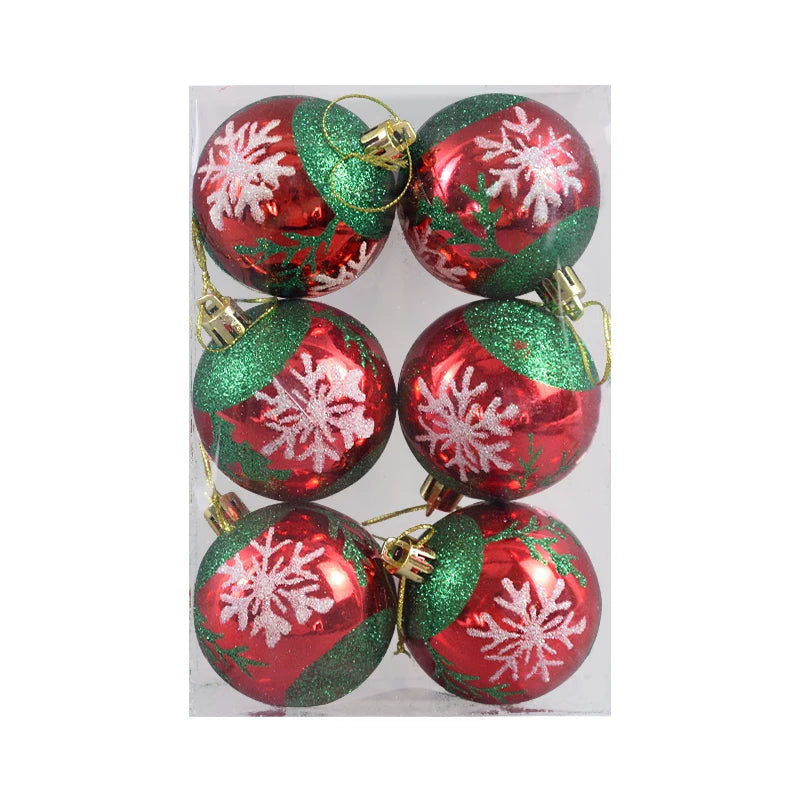 6 Peças/caixa Bolas de Natal de 6cm Enfeites Pendentes para Árvore de Natal Decorações de Natal para Casa 2026 Presente de Ano Novo
