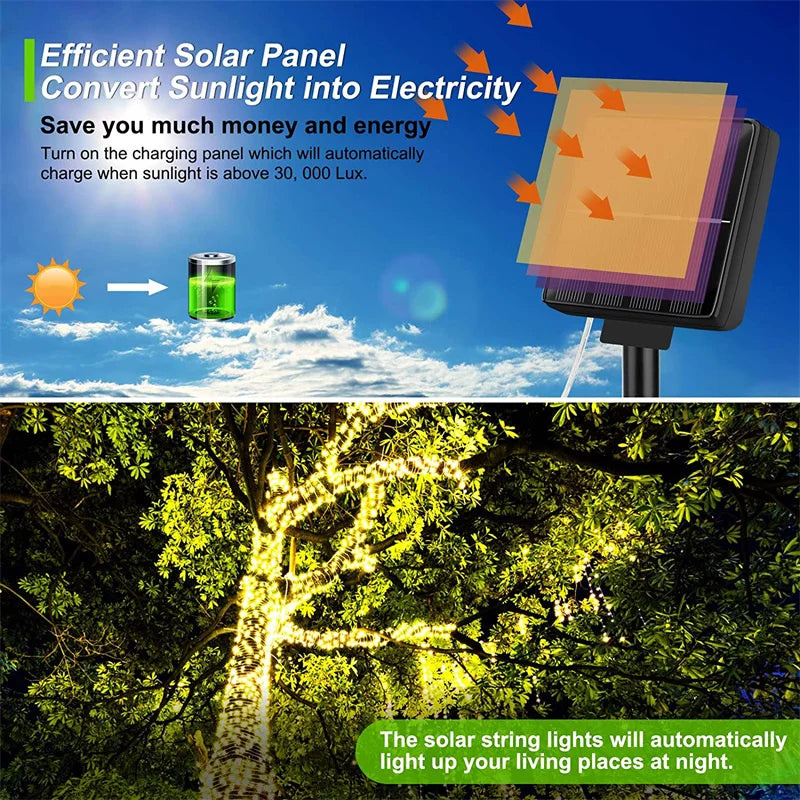 32m solar led luz ao ar livre festão lâmpada jardim luz de fadas corda led cintilação à prova dwaterproof água lâmpada natal guirlanda decoração quintal
