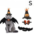 3×Conjunto de Decoração de Fantasia de Halloween para Gato de Estimação - Acessórios de Asas de Morcego, Coleira e Tiara, Fantasia Assustadora e Fofa para Festa de Halloween