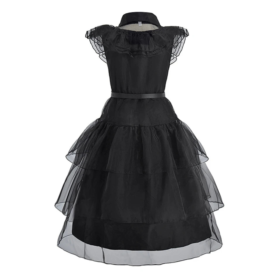 Fantasia Infantil para Meninas, Vestido de Princesa Bruxa Negra, Vestido para Festas e Jantares, Roupa de Dança para Meninas no Halloween
