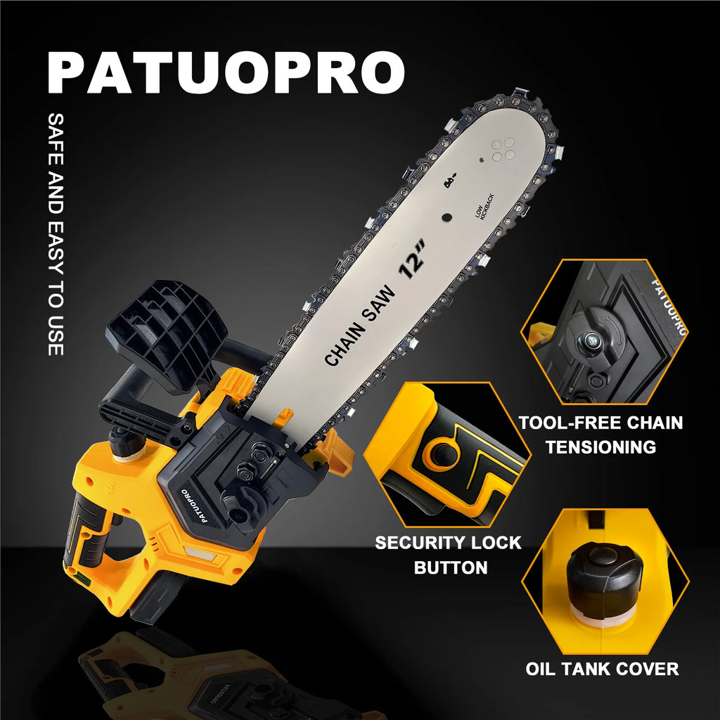 Serra Elétrica Sem Fio de 12'' com Motor Sem Escovas, Serra Recarregável para Corte de Árvores, Compatível com Bateria Makita 18v