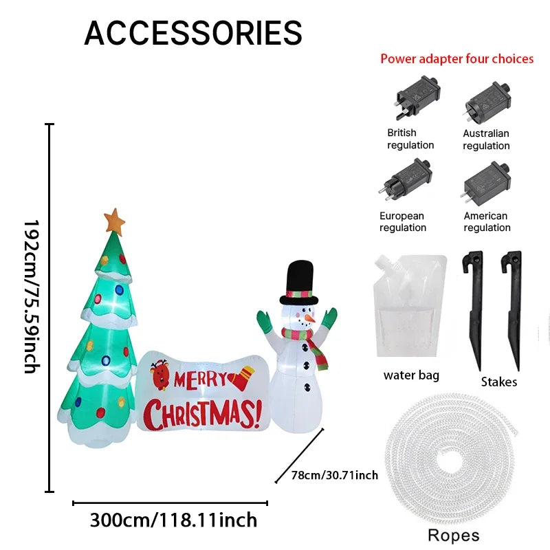 3m/10ft boneco de neve árvore de natal decorações de natal casa brinquedos infláveis com luzes led quintal festa de natal diy decoração suprimentos