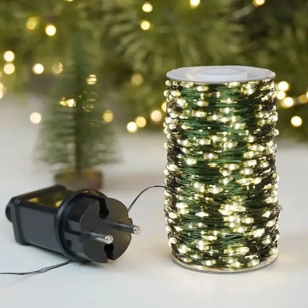 Decorações para Árvore de Natal, Luzes de Cordão à Prova d'Água para Exterior, Guirlandas de Ano Novo, Luzes LED Decorativas para Casamento e Decoração de Natal em Casa