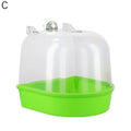Banho de pássaros para limpeza de gaiola, suprimentos para animais de estimação, calopsita, banheira de pássaros com ganchos pendurados, acrílico transparente, cubo de banho de pássaros