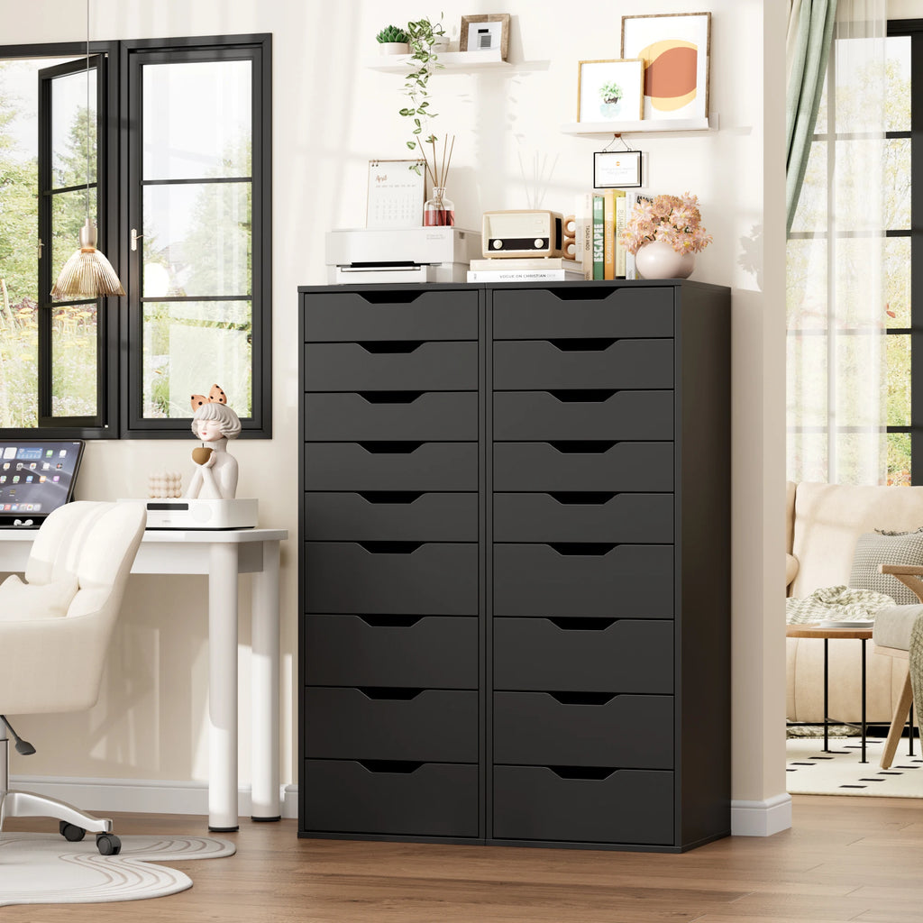 Getone Cômoda Quarto, Cômoda alta, Armário de armazenamento branco, Armário alto com 9 gavetas para sala de estar 124,3x45x40cm