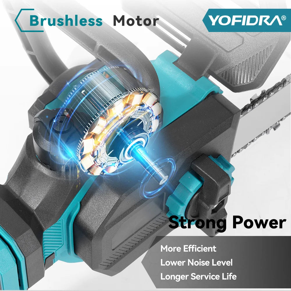 Yofidar 12 Polegada pólo telescópico sem escova motosserra elétrica jardim carpintaria poda serra para makita 18-21v bateria pino
