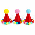 Chapéu de Aniversário para Animais de Estimação, para Gatos e Cães Pequenos, Boné de Feltro Ajustável em Forma de Cone, Fantasia Colorida com Pom Pom, Acessório para Fotos e Celebrações