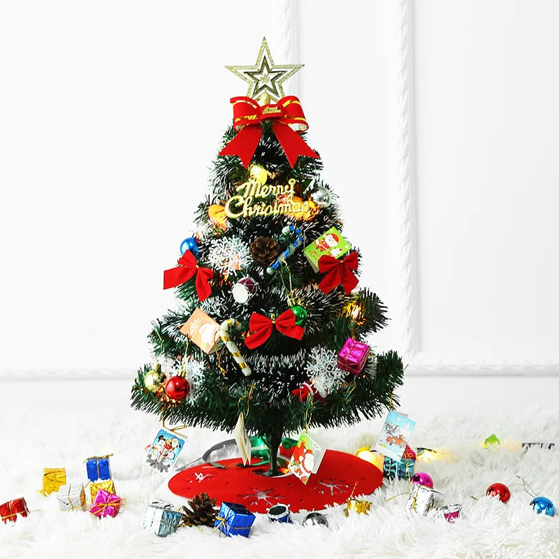 60cm árvore de natal decoração de natal pvc pequena árvore casa supplie natal verde rosa branco neve decoração de mesa ornamento