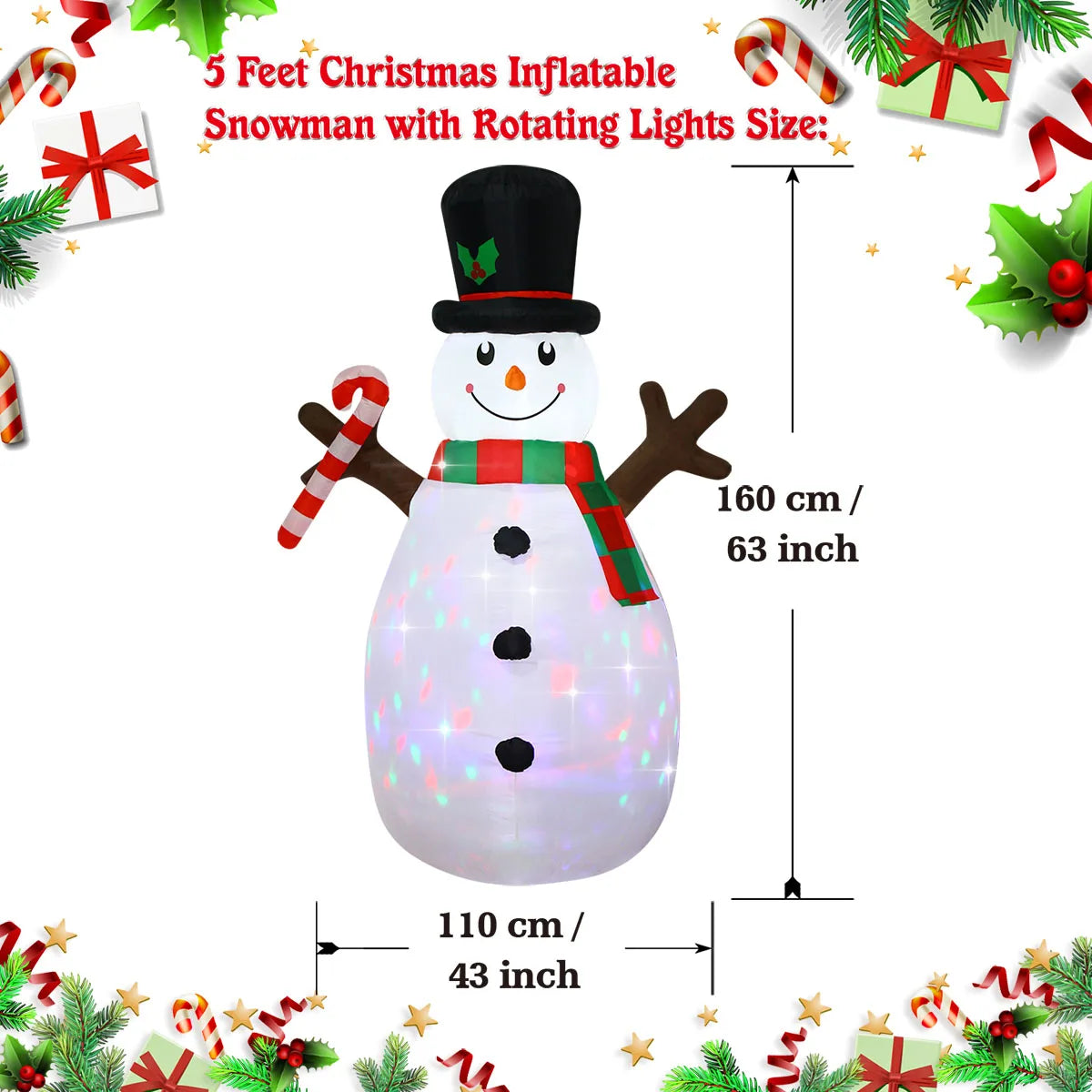 Decorações infláveis de natal-homem de gengibre, boneco de neve brilhante, boneco de neve de ramo, saco de presente boneco de neve decorações de gramado com luz LED