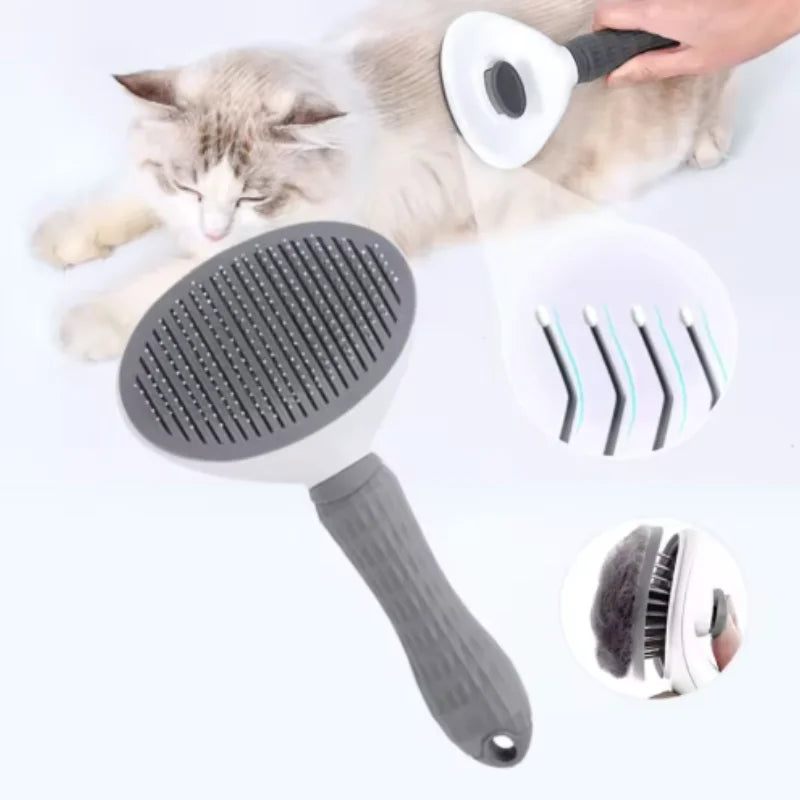 Escova para Cães e Gatos, Escova de Limpeza Automática para Remover Pelos de Animais, Ferramentas de Higiene para Cães e Gatos, Escova Desembaraçadora para Animais de Estimação, Acessórios para Cães