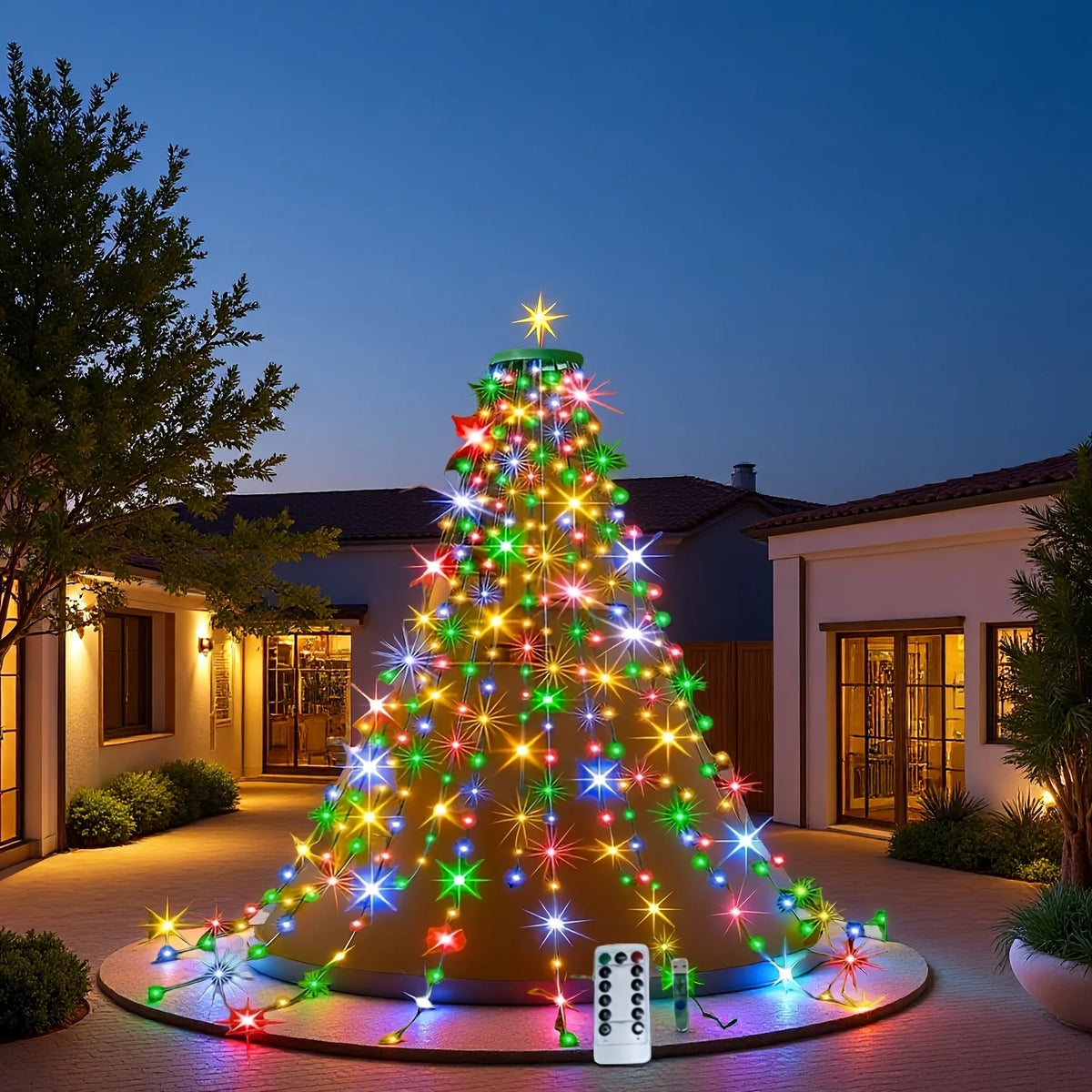 400 led 2m árvore de natal cachoeira luz alimentada por usb com controle remoto 8 modos de iluminação para jardim terraço casa decoração de natal
